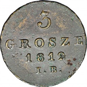 Varšavské vojvodstvo, 3 groše 1812 IB, pekné