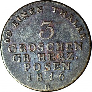 R-, Granducato di Posen, 3 grosze 1816 B, Wrocław