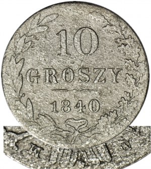 RRR-, Königreich Polen, 10 groszy 1840 WW statt MW