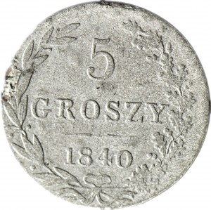 RR-, Poľské kráľovstvo, 5 groszy 1840, veľmi zriedkavý variant - MALÉ PÍSMENÁ