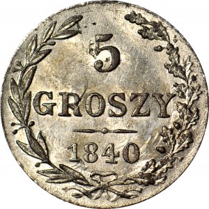 Królestwo Polskie, 5 groszy 1840, mała cyfra 5, WYŚMIENITE