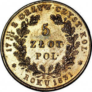 November Uprising, 5 gold 1831, Warsaw, beautiful