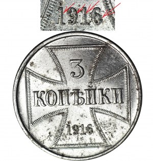 RR-, 3 Kopeken 1916 OST J, Hamburg, postfrisch, DATE DEVICES