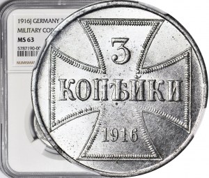 3 kopejky 1916 OST J, Hamburg, razené