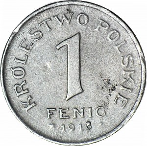 Kingdom of Poland, 1 fenig 1918 FF, stamp 1917- small date R3
