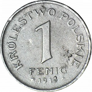 Regno di Polonia, 1 fenig 1918 FF, francobollo 1917- piccola data R3