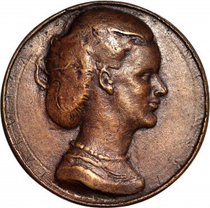 RRR-, Jadwiga Pniewska, 44mm bronzová medaile, 20./30. léta 20. století, UNIKÁT?