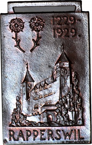 RR-, plaketa druhej republiky 1929, 700 rokov mesta Rapperswil, razené