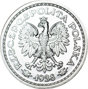 RR-, ÉCHANTILLON, 1 nickel or 1928, couronne de feuilles de chêne, EXCLUSIF