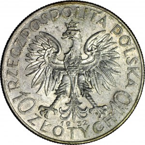 10 zlotých 1932, hlava, Varšava, mincovna