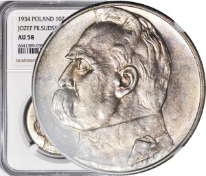 10 zloty 1934, Piłsudski, aquila UFFICIALE, rara, bella