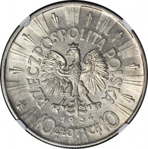 10 gold 1934, Pilsudski, OFFICIAL eagle, rare, beautiful