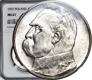 10 zloty 1937, Piłsudski, non oblitéré