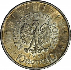 10 zloty 1937, Piłsudski, année plus rare, tirage