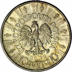 10 zloty 1939, Piłsudski, non oblitéré