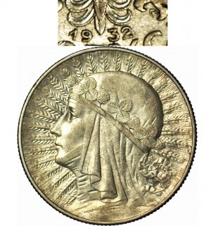 5 złotych 1932, Głowa, ZE ZNAKIEM, Warszawa, rzadka i ładna