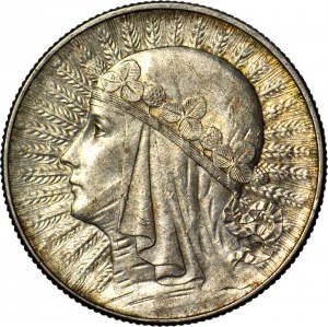 5 oro 1933, Testa, coniato