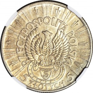 5 Gold 1934, Piłsudski, Schießadler, sehr schön