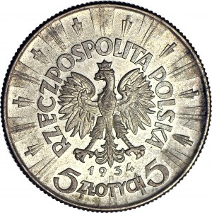 5 zloty 1934, Piłsudski, ufficiale, zecca