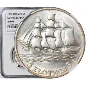 5 gold 1936 Sailing ship, minted