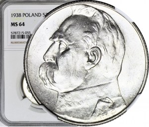 5 gold 1938, Pilsudski, minted