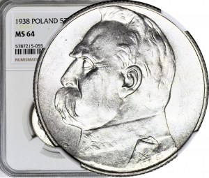 5 zloty 1938, Piłsudski, frappé à la main