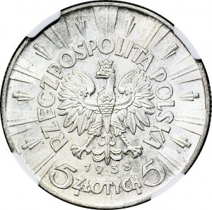 5 zlotých 1938, Piłsudski, mincovna