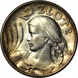 2 Gold 1925, Erntemaschine, nachdatierter Punkt, London, gestempelt