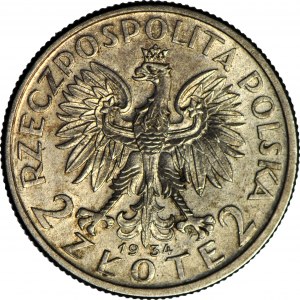 2 oro 1934, testa, coniato