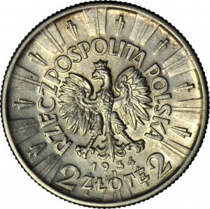 2 zlotys 1934, Piłsudski, frappé