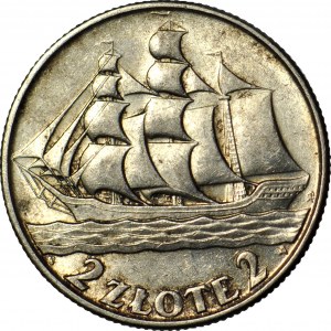 2 Gold 1936, Segelschiff, postfrisch