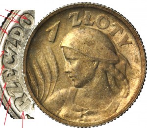 1 złoty 1924, Żniwiarka, (Paryż), mennicza, DOUBLE DIE