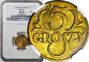 5 pennies 1923 brass, minted