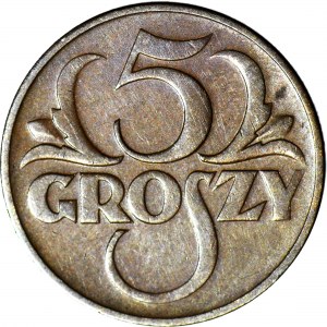 5 groszy 1934, rzadkie, piękne