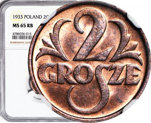2 penny 1933, zecca, colore RB