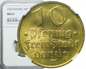 Free City of Danzig, 10 fenig 1932, Cod, minted