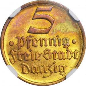 Free City of Danzig, 5 fenig 1932, Flounder, minted
