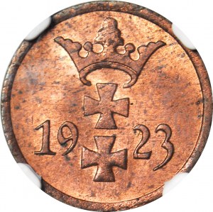 Free City of Gdansk, 1 fenig 1923, mint, color RB