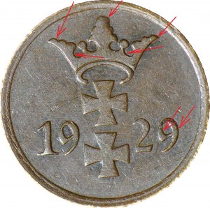 RR-, WMG, 1 fenig 1929, mincová, najvzácnejší ročník, zdvojená kresba známky - DOUBLE DIE