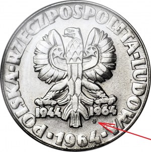 RR-, 10 zloty 1964, Sierp i tielnia, AVEC SIGNE, PRÓZE, nickel, rare