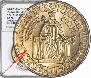 R-, 10 zloty 1964 Casimiro il Grande senza iscrizione PRÓBA, coniazione 1000 pezzi.