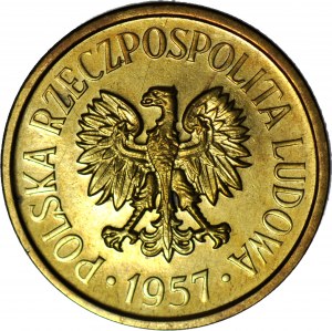 RRR-, 20 pennies 1957, 2 RAZY PRÓBA inscription, brass, rare, c.a.