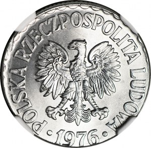 RRR-, 1 zloty 1976, SAMPLE/ANOMALY stamped on disc from 50 pennies