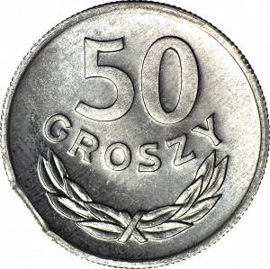 RR-, 50 groszy 1977, PROOFLIKE, destrukt błąd wykrawania