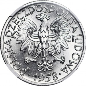 5 zlatých 1958, Rybak, úzka 8, výborná