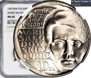 10 gold 1967, Maria Skłodowska-Curie, mint, very high MS68 note!!!