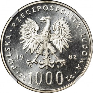 1000 Zlato 1982, Jan Pavel II, obyčejná známka, poprvé na Onebid MS69!!!