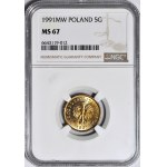 5 groszy 1991 MW, Warsaw, minted