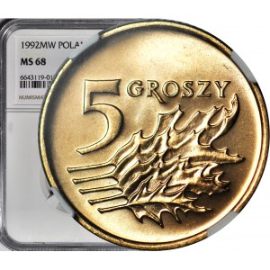 5 groszy 1992 MW, Warsaw, minted