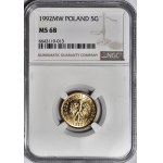 5 groszy 1992 MW, Warsaw, minted